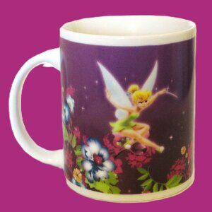 Vtg Disney Tinker Bell Ceramic Coffee Mug w/duo fairy portrait, winged fairy